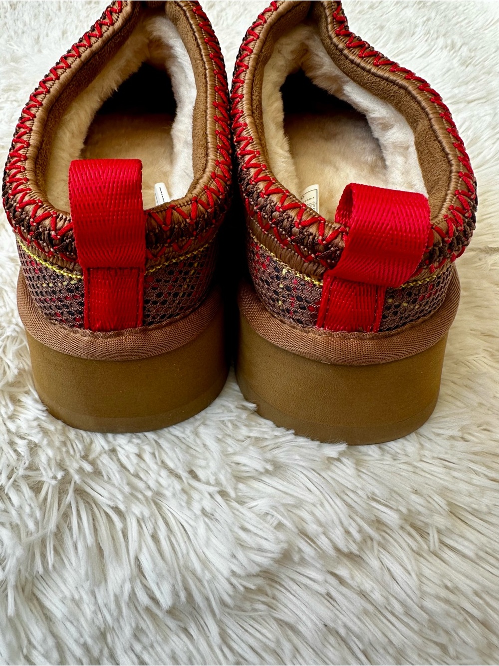 UGG Tazz Maxi Tasman Chestnut Mesh Plaid Platform Slippers US 8 EU 39 Rare - Picture 6 of 10